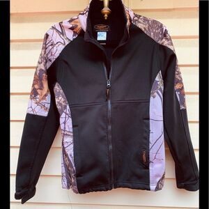 Yukon Gear Black/light pink/camo waterproof jacket, full zipper, pockets, S